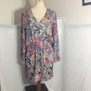 Eight-Sixty Lavender Floral Mini Dress Size Large